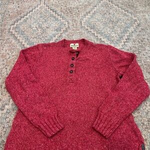 Woolrich Raspberry Heather Button Front Sweater